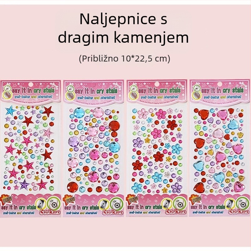 3D naljepnice princeze za djevojčice – kristalni ukrasi s draguljima