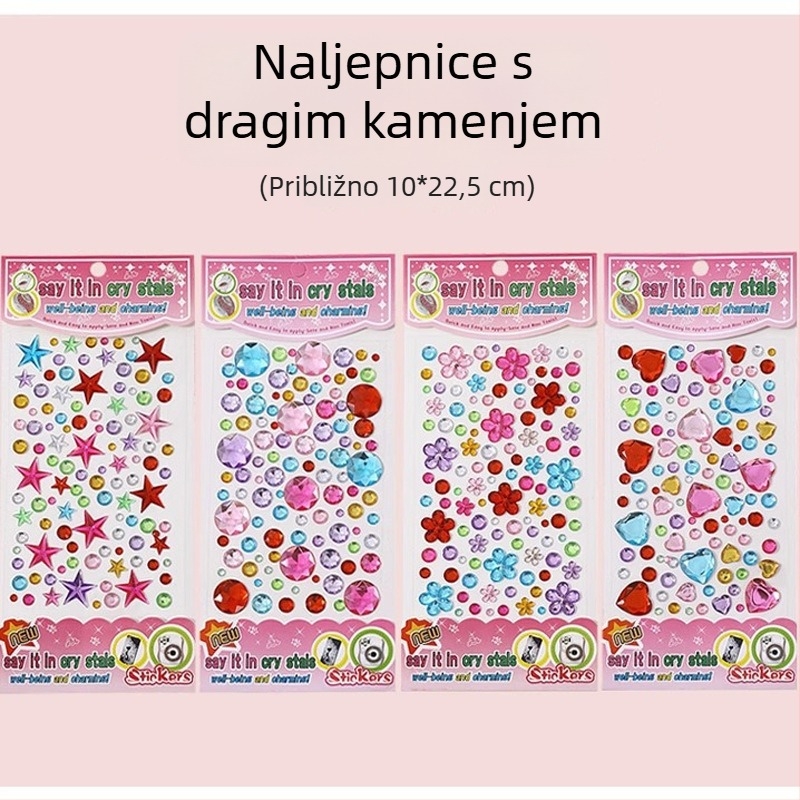 3D naljepnice princeze za djevojčice – kristalni ukrasi s draguljima