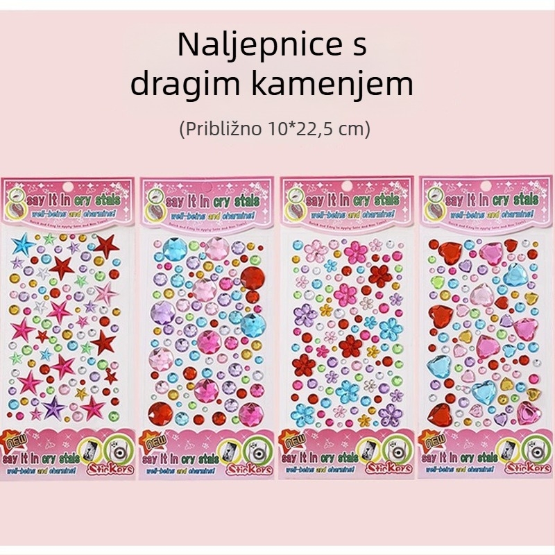 3D naljepnice princeze za djevojčice – kristalni ukrasi s draguljima