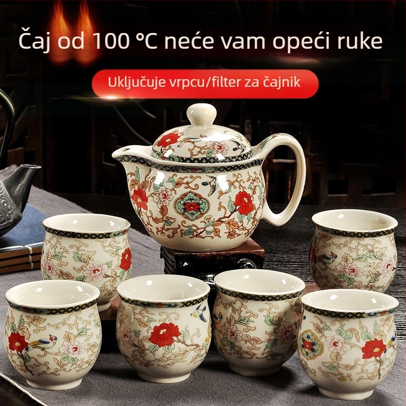Jingdezhen Kung Fu keramički čajni set – plavo-bijeli porcelin, komplet s čajnikom i šalicama, za kućnu uporabu, otporne na toplinu