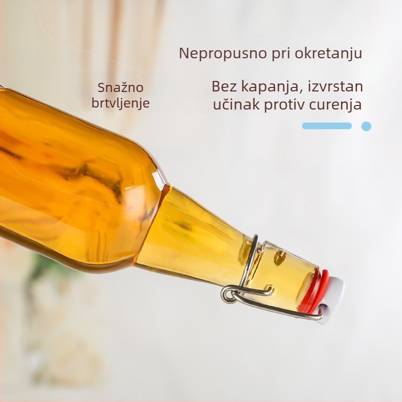 Haowen staklena boca za vino sa snap-on poklopcem, zatvorena boca za napitke, prozirna boca za alkohol, boca za enzime, boca za domaće vino