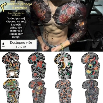 Naljepnica za tetovažu za polu‑rukav, japanskog stila, vodootporna i otporna, traje 3–5 dana