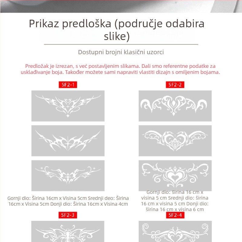 Šablona succubusa s izrezima za tetovaže, debeli sprej dizajn — leptir, srce, prikrivanje mana; ključna kost, donji dio leđa, donji abdomen; unisex