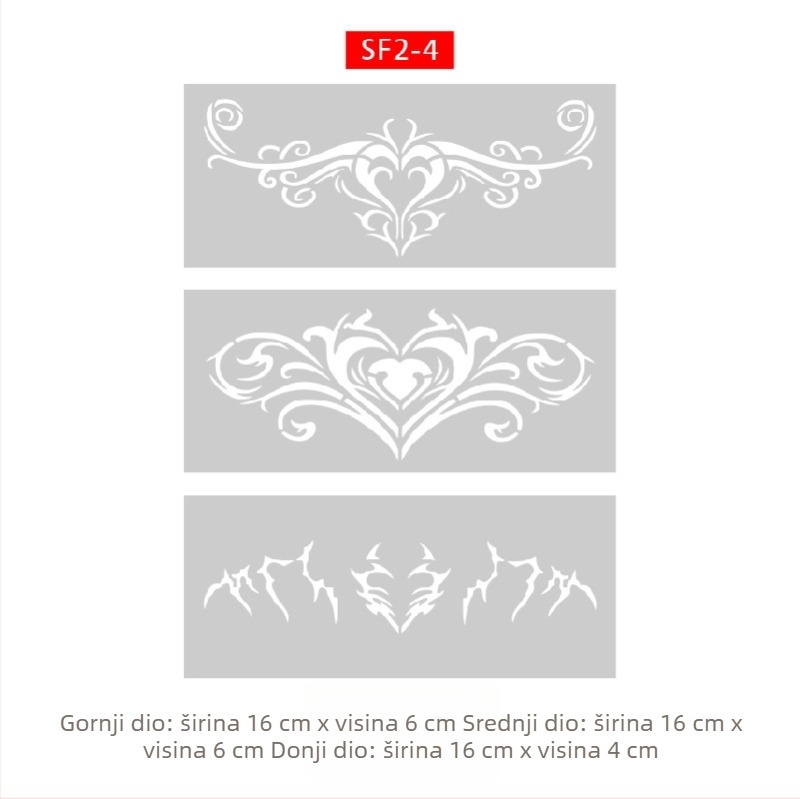 Šablona succubusa s izrezima za tetovaže, debeli sprej dizajn — leptir, srce, prikrivanje mana; ključna kost, donji dio leđa, donji abdomen; unisex