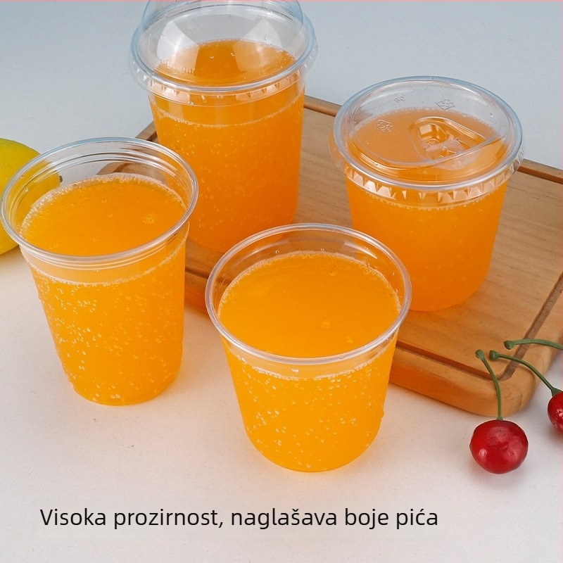 Jednokratne PET čaše za mliječni čaj, trendi debele čaše s U oblikom, promjer 90 mm