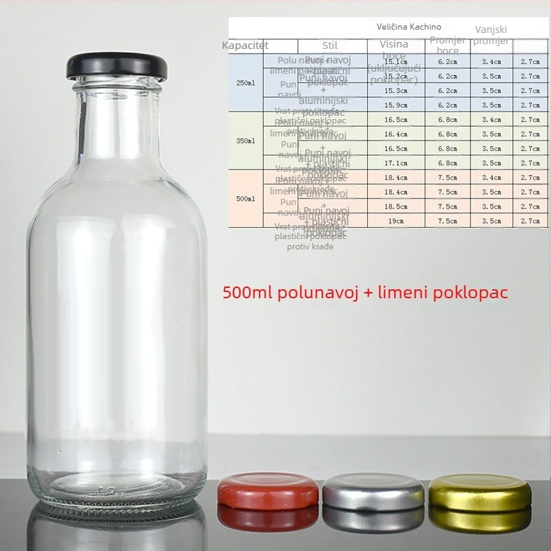 Staklene bočice za mliječni čaj, hladnu kavu, sokove i domaće voćno vino — 500 ml prazne boce, 350 ml zatvorene dozne boce