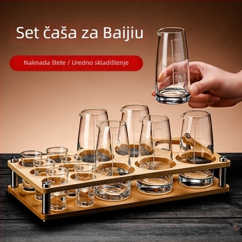 Jači set za posluživanje alkohola: 6 dekantera i 6 čaša za shot, držač za čaše u kineskom stilu sa stalkom