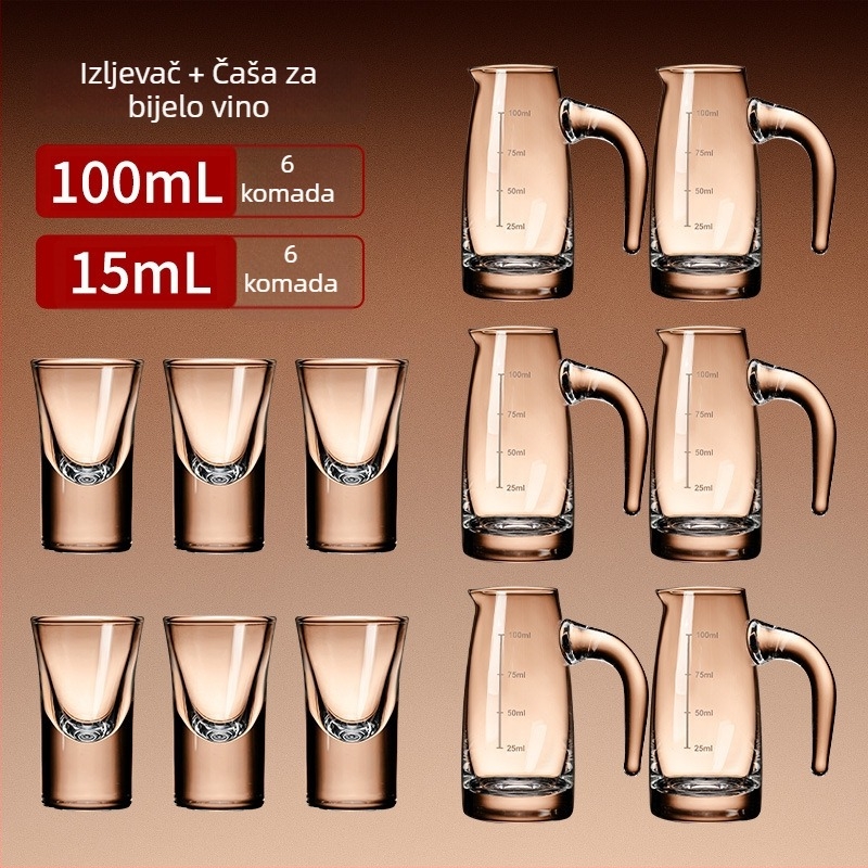 Jači set za posluživanje alkohola: 6 dekantera i 6 čaša za shot, držač za čaše u kineskom stilu sa stalkom