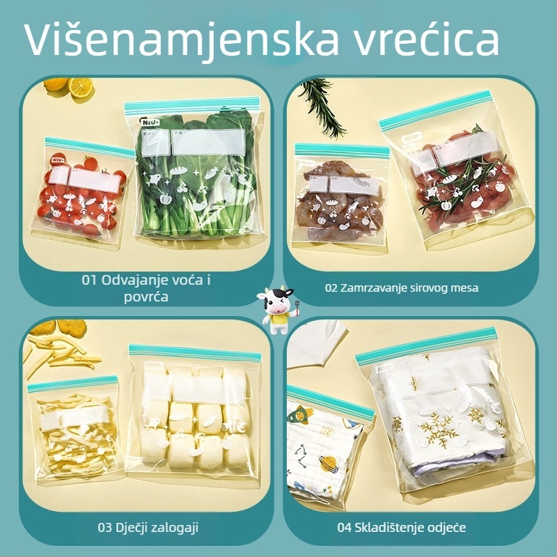 Vrećice za hranu sa zatvaračem za kuhinju i hladnjak, pogodne za zamrzavanje, debele vrećice za skladištenje