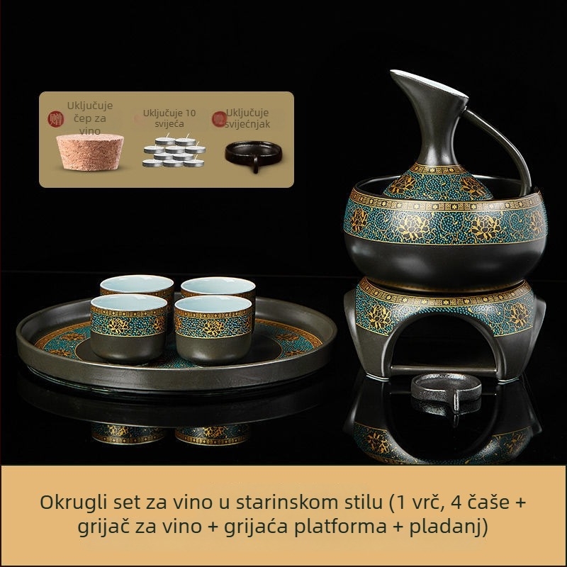 Set keramičkog grijanja vina u staro-kineskom stilu, velik kapacitet, za kućnu uporabu