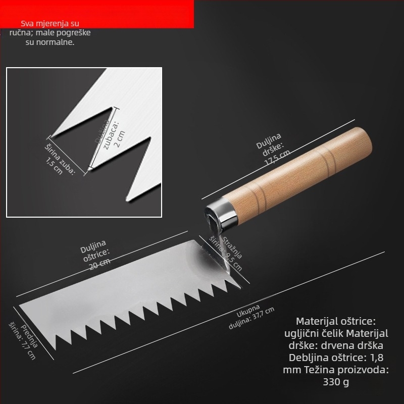 Nehrđajući čelični set alata za žbukanje s integriranim alatom, nož za žbukanje, nož za kit, zidarska lopata i strugač za boju, model E18
