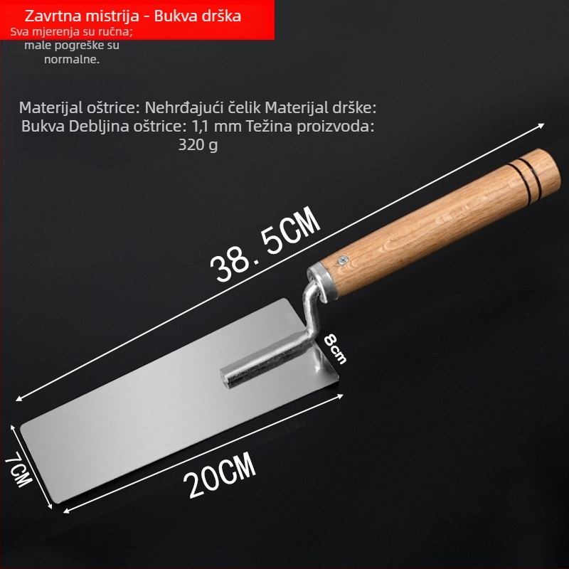 Nehrđajući čelični set alata za žbukanje s integriranim alatom, nož za žbukanje, nož za kit, zidarska lopata i strugač za boju, model E18