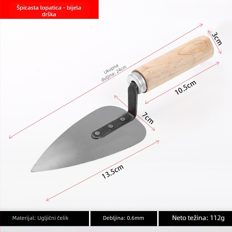 Nehrđajući čelični set alata za žbukanje s integriranim alatom, nož za žbukanje, nož za kit, zidarska lopata i strugač za boju, model E18
