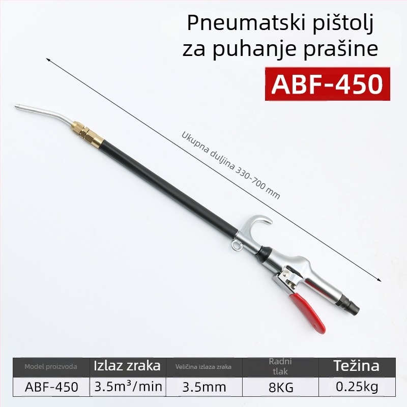 Pneumatska puška za izbacivanje prašine visokog tlaka, s produženom mlaznicom za čišćenje
