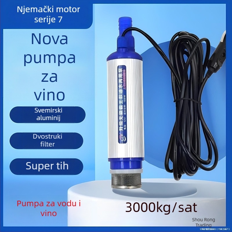 Električna pumpa za vino za kućnu upotrebu, 12V, nehrđajućeg čelika, potpuno automatska
