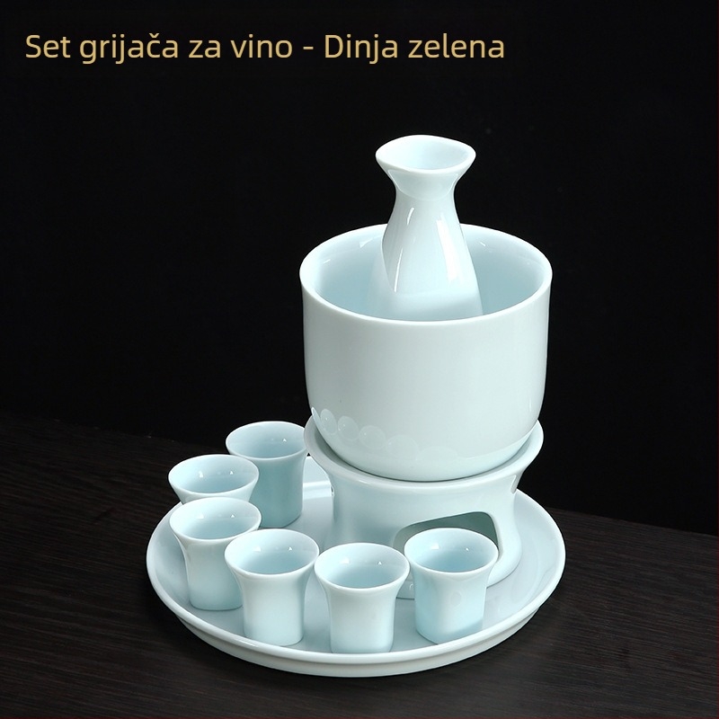 Porcelanski Celadon set za grijanje i doziranje vina, set čaša za sake za kućnu upotrebu, poslovni dar s prilagođenim logom