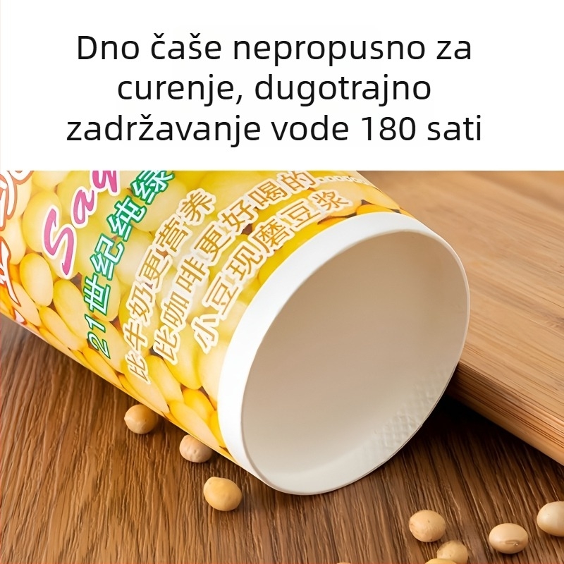 Papirna šalica za sojin mlijeko s poklopcem, jednokratna, za doručak za ponijeti