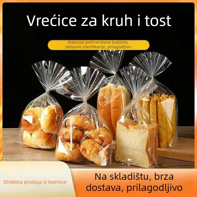 Prozirne vrećice s ravnim otvorom za tost, kruh, kekse i pečene proizvode.