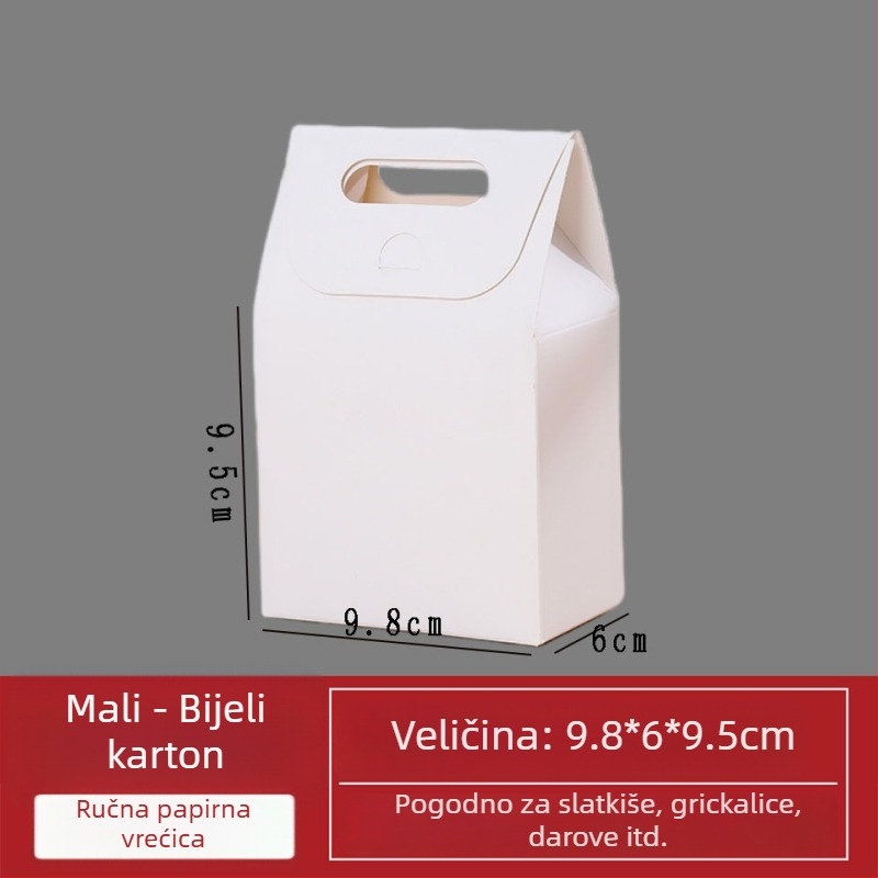 Kutija kraft papira s ručkom za pakiranje slatkiša i grickalica