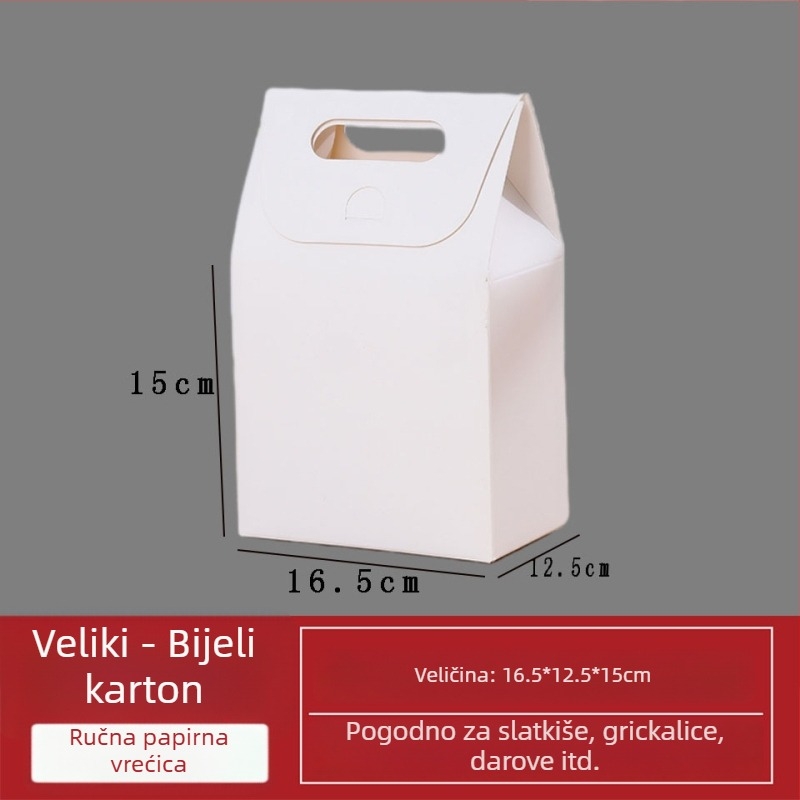 Kutija kraft papira s ručkom za pakiranje slatkiša i grickalica