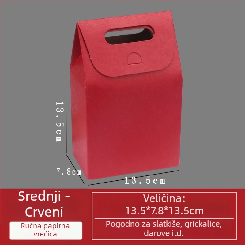 Kutija kraft papira s ručkom za pakiranje slatkiša i grickalica