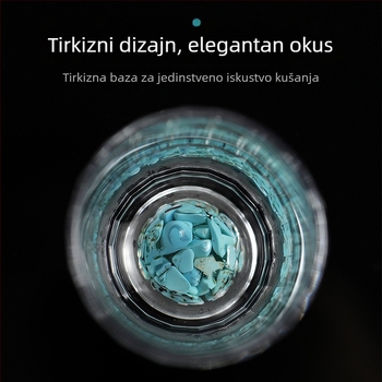 Turkizno kristalni set za alkohol s čašama i stalkom za čaše