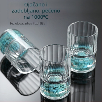 Turkizno kristalni set za alkohol s čašama i stalkom za čaše