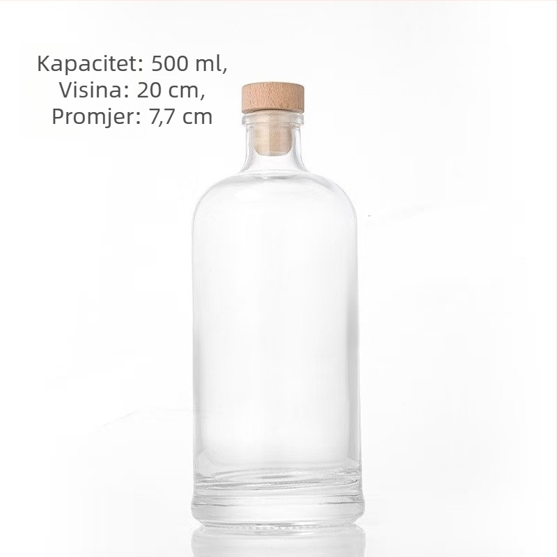Staklena boca za vino s dijamantnim uzorkom, 500 ml, zatvarač čepom, za voćno vino i domaće crveno vino, prazna boca
