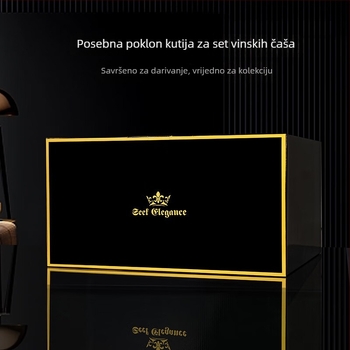 Premium set čaša za burgundsko vino u kožnoj kutiji s okretanjem dekantera i čašama ukrašenima dijamantima