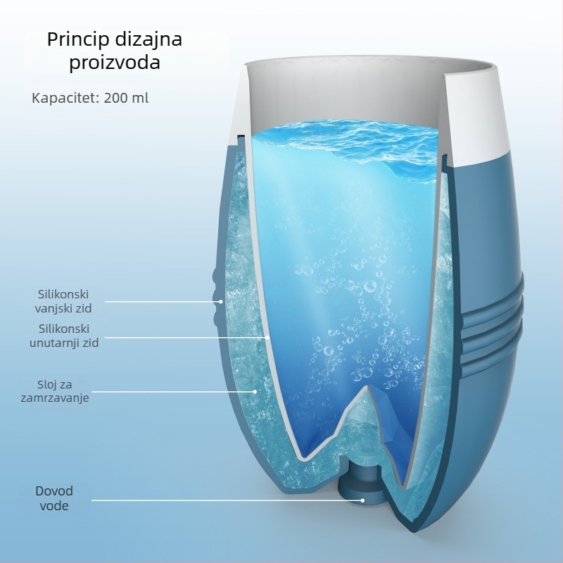 Silikonska čaša s dvostrukim stijenkama, jajolike forme, za vino i napitke, hlađenje, kampiranje, poklon
