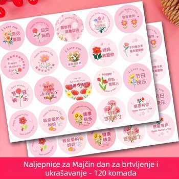 Naljepnice za Majčin Dan – za mamu, dekorativni mali motivi za buket cvijeća, darovnu torbu i kutiju, samoljepljive naljepnice