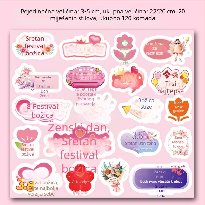 Naljepnice za Majčin Dan – za mamu, dekorativni mali motivi za buket cvijeća, darovnu torbu i kutiju, samoljepljive naljepnice