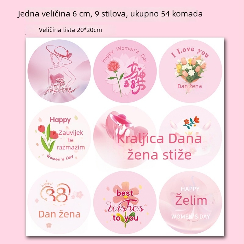Naljepnice za Majčin Dan – za mamu, dekorativni mali motivi za buket cvijeća, darovnu torbu i kutiju, samoljepljive naljepnice