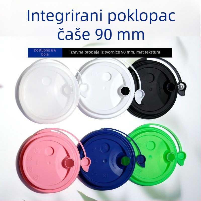 90 mm promjer jednokratnog poklopca za čašu, nepropustan za curenje, integrirani poklopac, od PP-a, ubrizgano oblikovan, za dostavu čaja s mlijekom