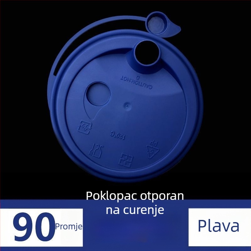 90 mm promjer jednokratnog poklopca za čašu, nepropustan za curenje, integrirani poklopac, od PP-a, ubrizgano oblikovan, za dostavu čaja s mlijekom