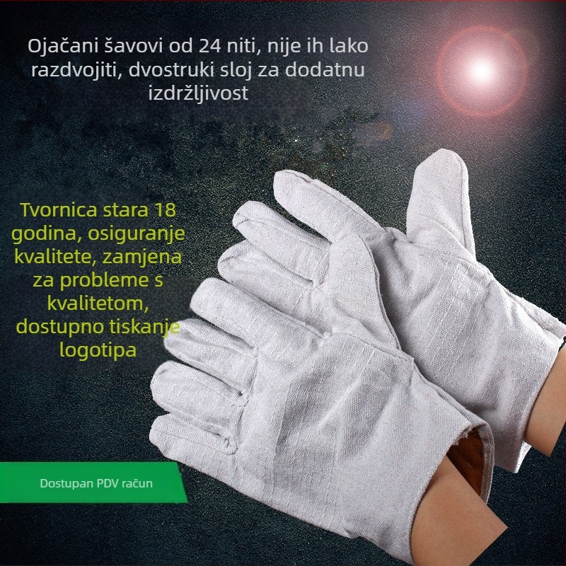 Platnene rukavice za zavarivanje, dvostruko slojevite, produžene, otporne na ulje
