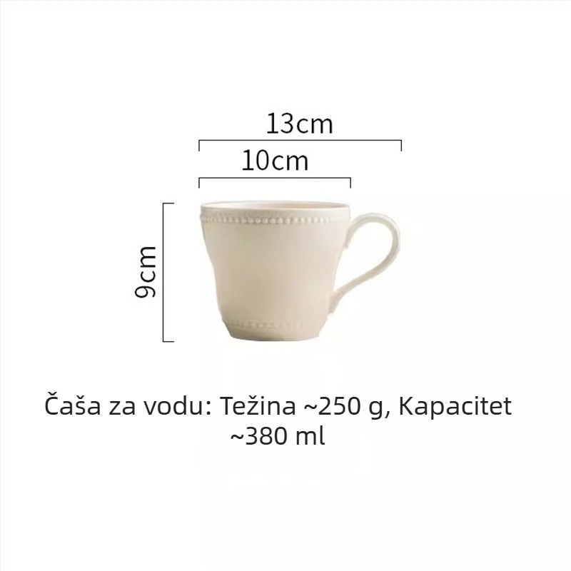 Reljefna keramička šalica, elegantan dizajn, francuski stil mlijeka, šalica za doručak za parove