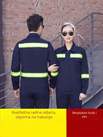 Muški set radne odjeće za sanitarnu i cestnu spašavanja, narančasta boja, reflektirajuće trake, zaštitno odijelo za komunalne radove i uređivanje zelenih površina.