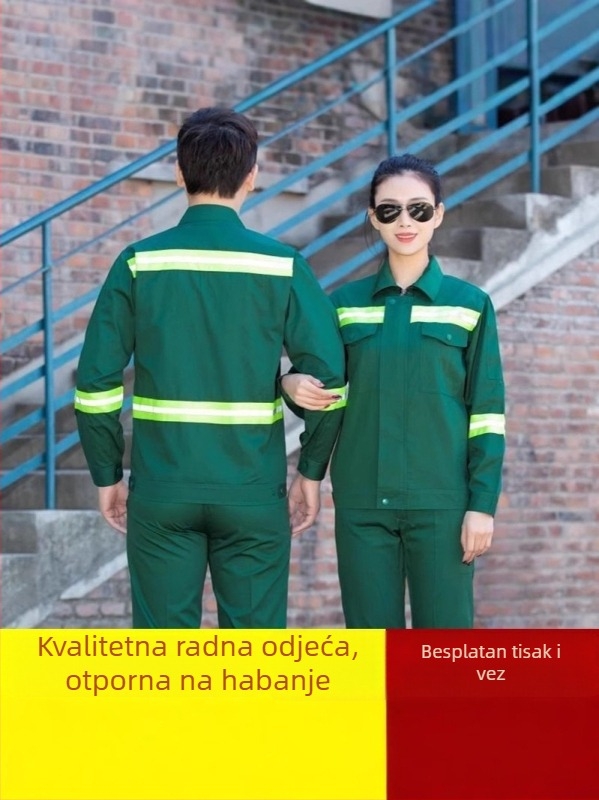 Muški set radne odjeće za sanitarnu i cestnu spašavanja, narančasta boja, reflektirajuće trake, zaštitno odijelo za komunalne radove i uređivanje zelenih površina.