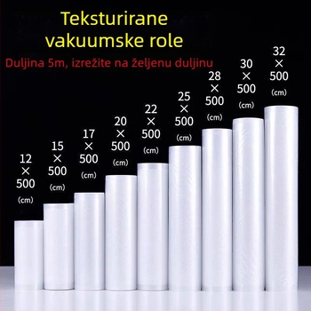 Vakuumska vrećica za pakiranje kobasica s teksturnom mrežom, kompresivna vrećica za izvlačenje zraka za očuvanje svježine, kućna vrećica u roli
