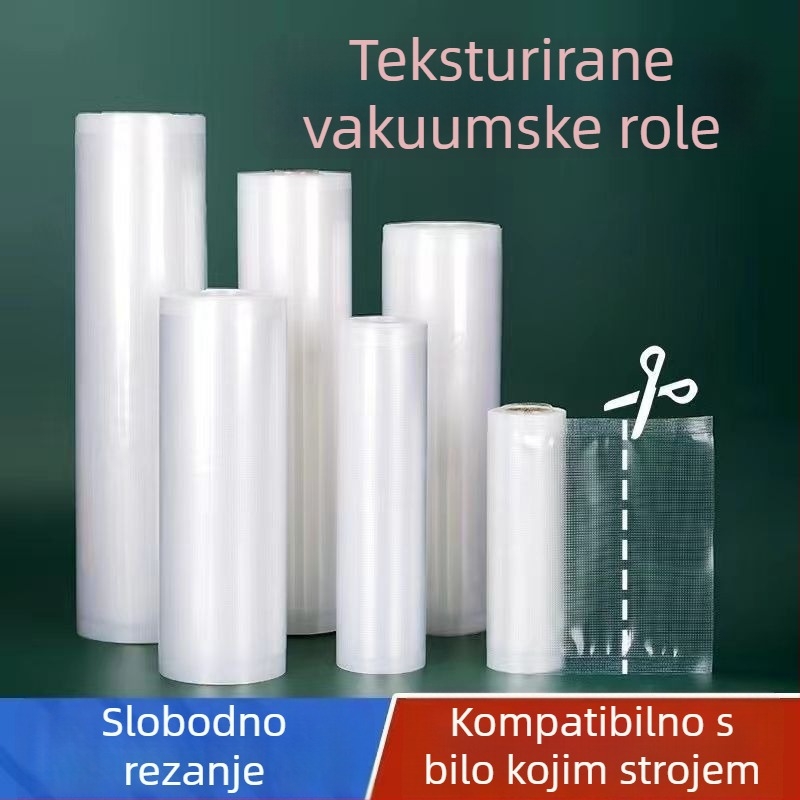 Vakuumska vrećica za pakiranje kobasica s teksturnom mrežom, kompresivna vrećica za izvlačenje zraka za očuvanje svježine, kućna vrećica u roli