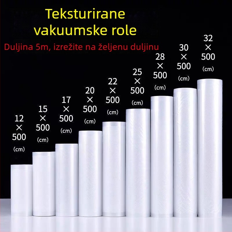Vakuumska vrećica za pakiranje kobasica s teksturnom mrežom, kompresivna vrećica za izvlačenje zraka za očuvanje svježine, kućna vrećica u roli