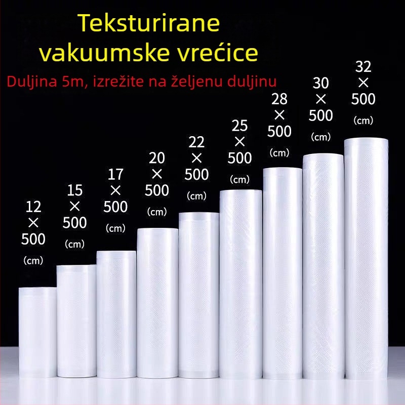 Vakuumska vrećica za pakiranje kobasica s teksturnom mrežom, kompresivna vrećica za izvlačenje zraka za očuvanje svježine, kućna vrećica u roli