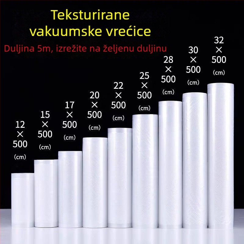 Vakuumska vrećica za pakiranje kobasica s teksturnom mrežom, kompresivna vrećica za izvlačenje zraka za očuvanje svježine, kućna vrećica u roli