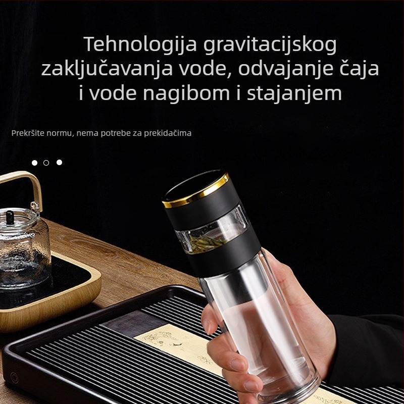 Čaša za čaj od 316 nehrđajućeg čelika sa separacijom čaja, u kutiji za poklon, prenosna pametna šalica za čaj, prilagodljiva