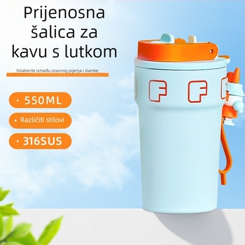 Dvostruko staklena šalica u obliku lutke, šalica za kavu od 316L nehrđajućeg čelika, izolirani termos, za vanjsku upotrebu, unisex