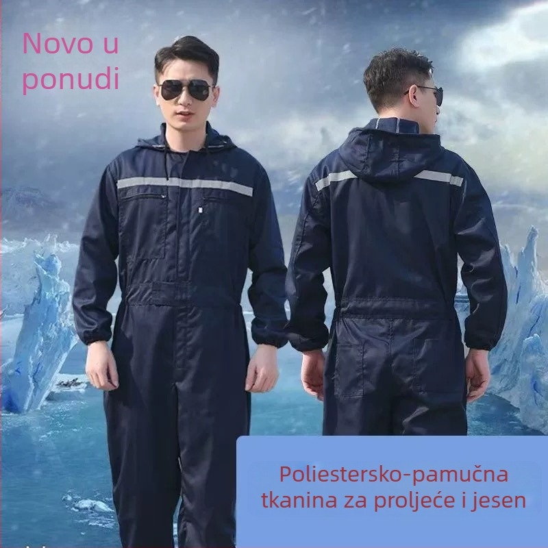 Kombinezon s kapuljačom za muškarce i žene s reflektirajućim trakama — zaštitno radno odijelo za popravke i prskanje, sve-u-jednom za proljeće i jesen, otporno na habanje