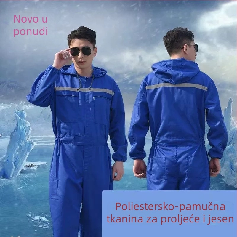 Kombinezon s kapuljačom za muškarce i žene s reflektirajućim trakama — zaštitno radno odijelo za popravke i prskanje, sve-u-jednom za proljeće i jesen, otporno na habanje