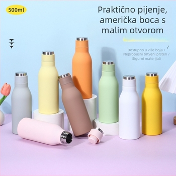 Termos od nehrđajućeg čelika 304, dvostruka stijenka, vakuumska izolacija, prijenosna boca s uskim otvorom, za automobil i za aktivnosti na otvorenom