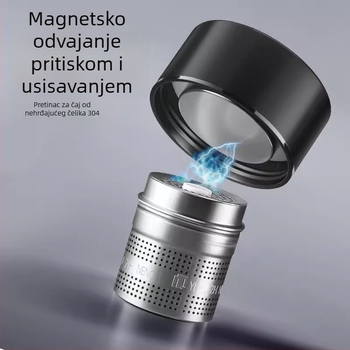 Termos čaša od nehrđajućeg čelika 316 s magnetskim odjeljivačem čaja, pogodna za auto i ured, lako otvaranje poklopca